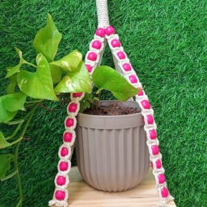 Pink Beaded boho shelves | Plant Hanger