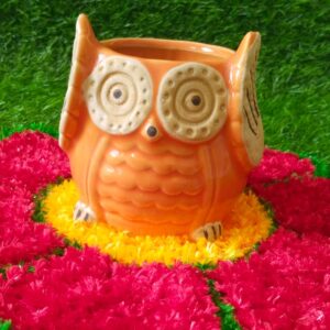 Ceramic Owl | Orange | Knotty Pots