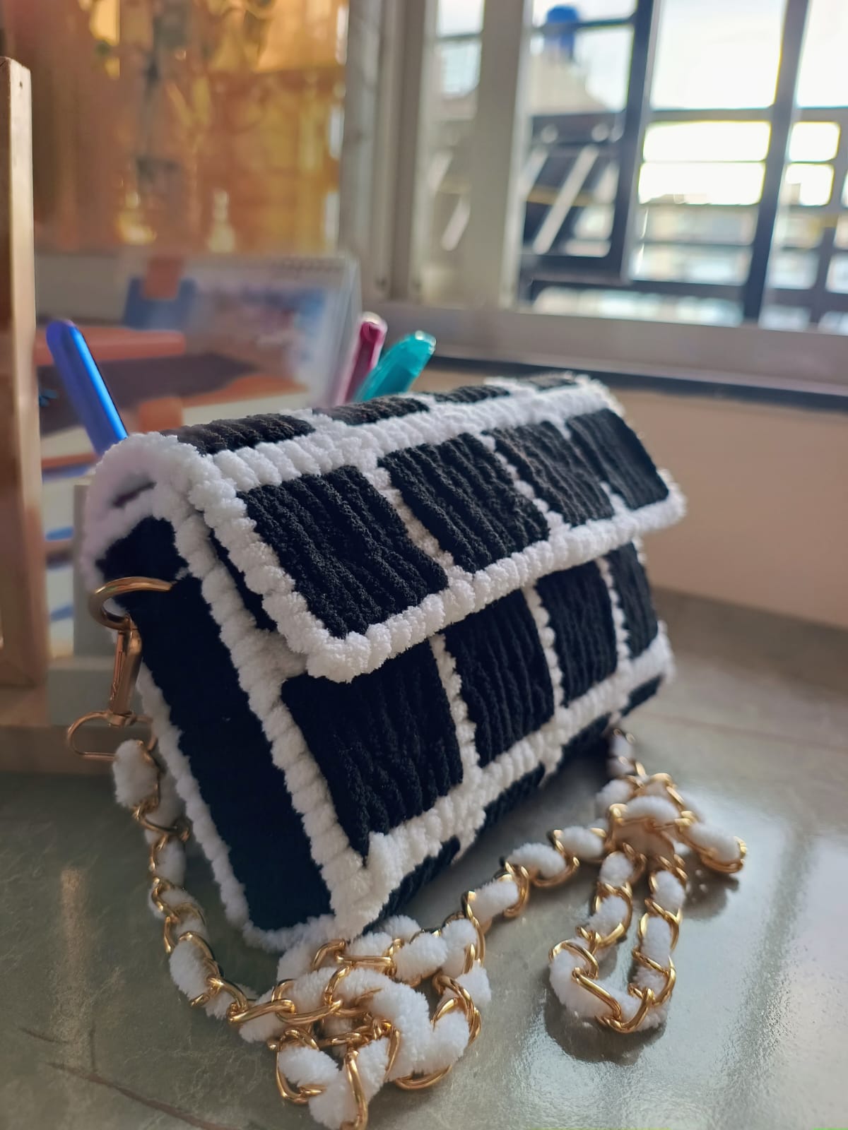 Velvet Grid Luxe Mini Bag - Image 3